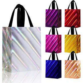 cabzymx 7 Pcs Unique Multicolor Small Gift Bags with 7 Colors, 8 x 3.9 x 9.8 In Non-woven Reusable Party Bags Bulk for Holiday, Birthday, Wedding, Christmas, Parties