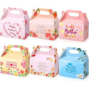 Sinload 24 Pcs Mother's Day Floral Favor Boxes Best Mom Party Favor Gift Boxes Pink Treat Boxes for Mother's Day Birthday Party Supplies Decorations Candy Candle, 6 Designs, 5.91 x 3.15 x 3.54''