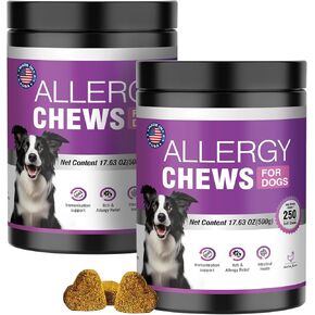 Allergy Allergy Chews 400pcs ، حساسية الكلاب والحكة التخفيف من حكة لدغات المناعة من الكلاب التي تلعق الكفوف العلاج الإغاثة من الفيتامينات الحساسية للحساسية للبشرة ولحساسية معطف