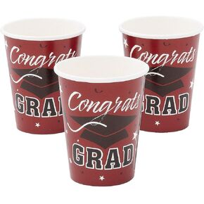 تهانينا Grad Burgundy 9oz Cups (25pc) - لوازم الحفلات - 25 قطعة