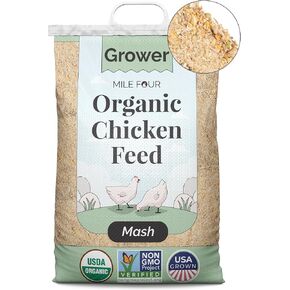 Organic Chicken Feed – Grower Mash, Non-GMO, USA Grown, 18% Protein, Corn-Free, Soy-Free, Non-Medicated Feed for Chickens, 2 lb Sample