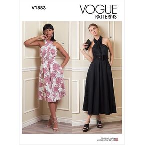 Vogue يفتقد "Criss-Cross Halter Dress Pattern Typing Kit" ، رمز التصميم V1883 ، الأحجام 6-8-10-12-14
