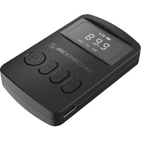 Scosche BTTRFM-RP Portable Wireless Audio Adapter, FM Radio Transmitter and Bluetooth Transmitter/Receiver for Car/Home Stereo, Travel, Airplane, TV, Headphones, up to 7 Hour Battery Life
