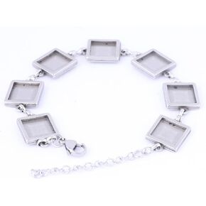Reidgaller 5pcs مقاوم للصدأ سوار الصلب طقم الملاءمة 10 ملم مربع سوار كابوشون الحافة العدو بلانكس المجوهرات ديي.