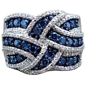 Ciufewek Retro Classic Women S925 Sterling Silver Engging Ring Luxury الياقوت متعدد الطبقات عبر خاتم الماس الكاملين الأنيقة حفلة الكوكتيل الحزب CZ CZ 7