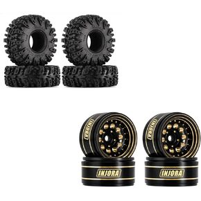 INJORA 1.0 Tires and 1.0 Beadlock Wheel Rims for 1/24 1/18 RC Crawler Car SCX24 AX24 TRX4M FCX24