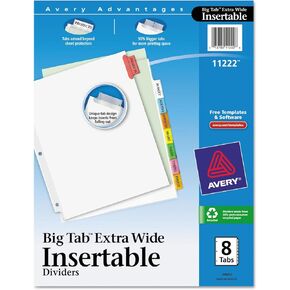 Avery 11222 Disterable Big Tab Dividers ، 8-TAB ، 11 1/8 × 9 1/4