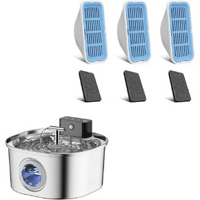 3 Pack Replacement Filters and Sponges + Wireless Cat Water Fountain