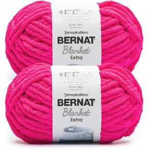 Bernat بطانية إضافية خيوط وردية زاهية - 2 حزمة من 300g/10.5 أوقية - 100 ٪ بوليستر - #7 جامبو - 97 ياردة - الحياكة/الكروشيه