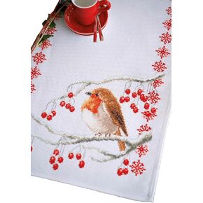 مجموعات التطريز Vervaco Cross Cross Stitch Table Runner DIY Kit ، Tablecloth للتطريز مع صورة التطريز في التصميم الحديث ، خيط القطن والتطريز ، 12،8 × 33،6 بوصة ، روبن