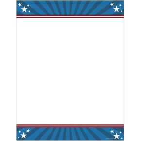 Red White And Blue Stars Letterhead / 50 Sheets / 8.5" x 11" Patriotic Celebration Paper/American Fourth Of July USA Veterans Memorial Day Decorative Stationery