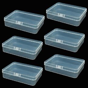 6 PCS Mini Rectangle Box مع غطاء ، مربع حاويات تخزين بلاستيكي لجمع العناصر الصغيرة ، والخرز ، وملحقات الحرف (4.5 × 3.3 × 1.1 بوصة)