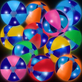 12 PCS LED LED BEATH BALLS 16 '' COLOTULL JUMBO BALLS GLOW في The Dark Light Up Giant قابلة للنفخ في الصيف في هاواي تروائية الاستوائية الشاطئية التسمم الملحق لعبة المياه