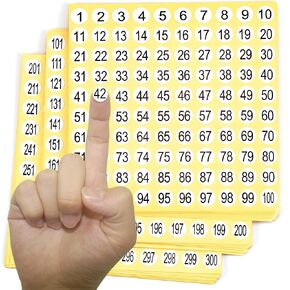 1-300 Round Number Stickers Labels 15 Sets 4500 Self Adhesive Labels Small Consecutive Number Decals Signs Inventory Stickers for Organizing and Storage Classification