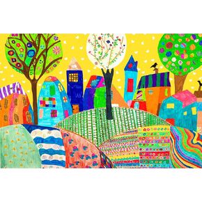 Lavievert Jigsaw Puzzle 500 قطعة للبالغين والأطفال - قرية تحت النجوم