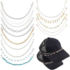 14pcs سلاسل قبعة الشاحنة السائبة ، قابلة للانفصال شاحنة قبعة سحر البيسبول سلسلة سائق الشاحنة قبعة الفاتورة سلاسل القبع