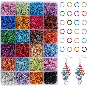 2040pcs حلقات قفزة ملونة لصنع المجوهرات 24 ألوان 10 ملم حلقات القفز المفتوحة للألومنيوم لسلسلة مفاتيح سوار الحلق