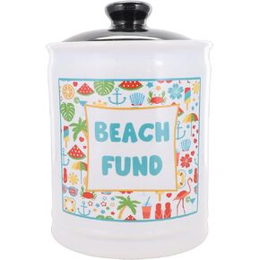 Beach Fund Piggy Bank - Travel Essentials Money Jar للنساء ، أمي ، أبي - رحلة برية ، رحلة بحرية ، ضفة إجازة الشاطئ