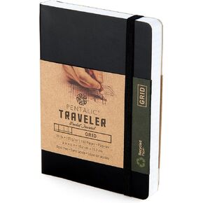 Pentalic 4 "× 6" جيب شبكة Traveler Journal ، 160 صفحة ، أسود