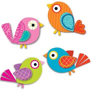 Carson Dellosa 36 قطعة Mini Boho Bird Clutouts ، Collful Cardstock Cut Outs for Spring Bulletin Poard ، لوحات الملصقات ، الحفلات ، ديكور الفصول الدراسية الموسمية