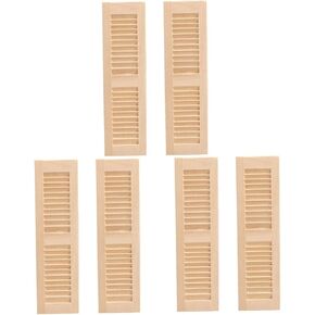 6 Pcs Miniature Wooden Doll Shutters, Wear-Resistant Synthetic Material, Khaki, 4.52x1.25x0.47 Inch, Dollhouse Decoration Accessories for 1:12 Scale
