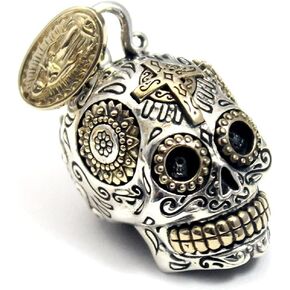 COSUMOSU Mexican Skull Sugar 1.18inch Cross 925 sterling silver Pendant