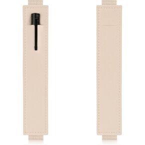 2 PCS PEN Pouch for Notebook ، Beige Pen Holder with Flastic Band ، PU Leather Pens Sleeve Pouch for Journal ، Pencil Holder Loop for Notebook Office Books School