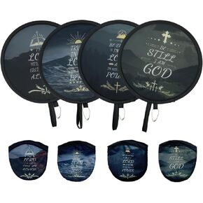 4 Pcs Foldable Hand Fan, 4 Styles Compact Cooling Fans, Handheld Colorful Floral Round Fans for Travel, Events, Indoor & Outdoor