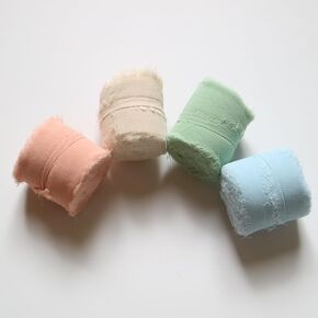 4rolls Ribbons for Christmas Crafts Gift Wrapping Flower Bouquet Chiffon Ribbon Trims Wedding Decoration Blue Pink Black Ribbons (Chiffon 4 Rolls)