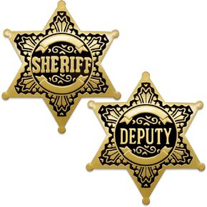 1 PCS Sheriff Badge and 1 PCS Deputy Sheriff Badge, Metal Star Police Badges Pin Brooch Old West Prop Western Cop Badge for Kids, Adult, boys, Girls, Party