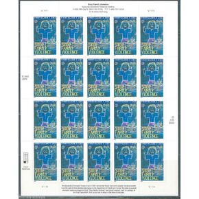 Stop Family Violence Complete Sheet of 20 x 45 Cent Stamps Scott B3