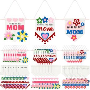24 مجموعة مصغرة MONI'S DAY BANNER CRAFT KIT 3 تصاميم لافتة الأمهات الحرف اليدوية للأطفال الفصول الدراسية هدية أم هدية للأطفال DIY Home School Crafts Outdoor Yard Decorations