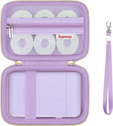 Hard Carrying Case for vretti Label Maker Machine, HP2 Portable Bluetooth Label Printer Storage Holder Travel Bag with Mesh Pocket for Tapes, Charging Cable, Purple in Saudi Arabia