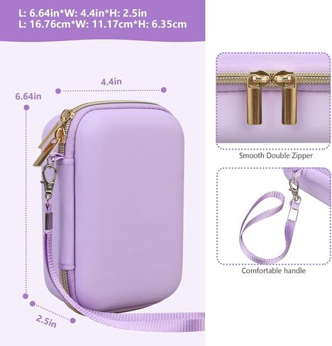 Hard Carrying Case for vretti Label Maker Machine, HP2 Portable Bluetooth Label Printer Storage Holder Travel Bag with Mesh Pocket for Tapes, Charging Cable, Purple in Saudi Arabia