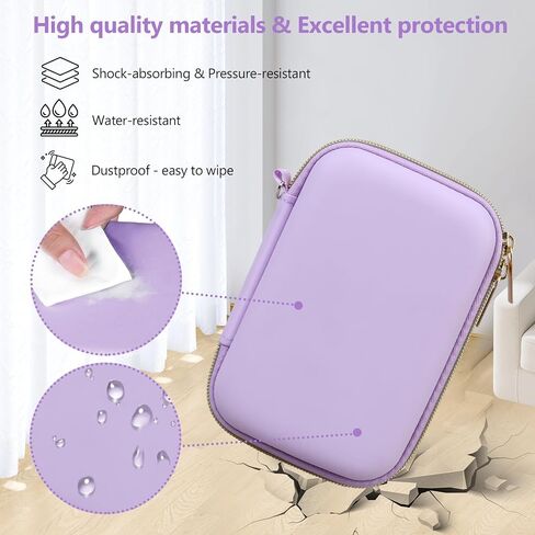 Hard Carrying Case for vretti Label Maker Machine, HP2 Portable Bluetooth Label Printer Storage Holder Travel Bag with Mesh Pocket for Tapes, Charging Cable, Purple in Saudi Arabia