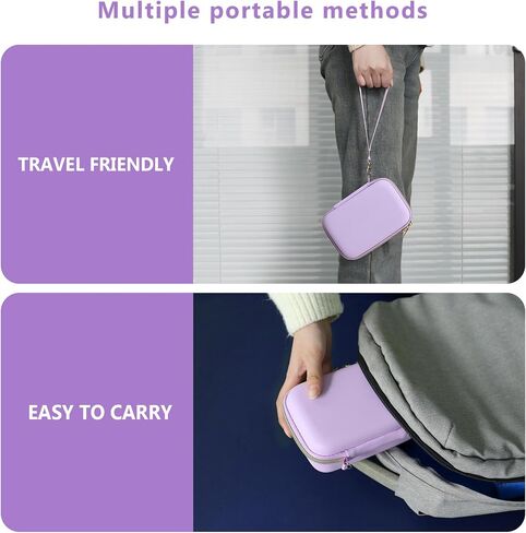 Hard Carrying Case for vretti Label Maker Machine, HP2 Portable Bluetooth Label Printer Storage Holder Travel Bag with Mesh Pocket for Tapes, Charging Cable, Purple in Saudi Arabia