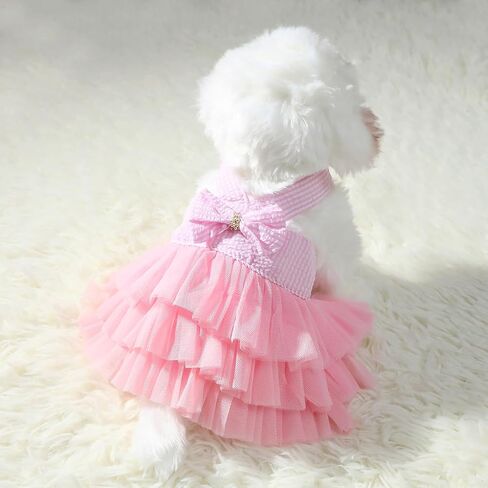 ملابس شبكية للكلاب ، صيف جرو أبيض القطط الأميرة توتو فساتين الحيوانات الأليفة تنورة مطوية ملابس الكلاب صورة الدعامة لحفلات أعياد الميلاد حفلات العطلات (X-large) in Kuwait