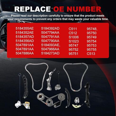 Engine Timing Chain Kit w/Tensioner Compatible With Dodge Journey 2009-2020 Fit for Avenger 08-14 for Compass/Patriot 07-17 2.0L 2.4L Automotive Replacement Timing Parts 4884868AB 5047022AA in Saudi Arabia