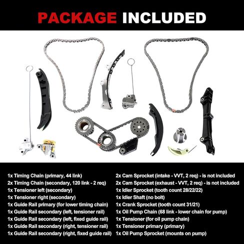 Engine Timing Chain Kit w/Tensioner Compatible With Dodge Journey 2009-2020 Fit for Avenger 08-14 for Compass/Patriot 07-17 2.0L 2.4L Automotive Replacement Timing Parts 4884868AB 5047022AA in Saudi Arabia