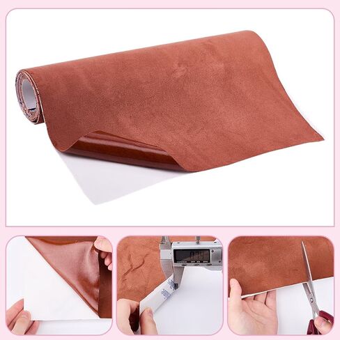 11.8" L x 59" W Suede Fabric Wrap Microfiber Fabric Self-Adhesive Suede Look Red Self Adhesive Film Sticker DIY Elastic Stretch Peel Stretch Film Fabric for Car Interior Decor in Saudi Arabia