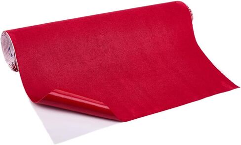 11.8" L x 59" W Suede Fabric Wrap Microfiber Fabric Self-Adhesive Suede Look Red Self Adhesive Film Sticker DIY Elastic Stretch Peel Stretch Film Fabric for Car Interior Decor in Saudi Arabia