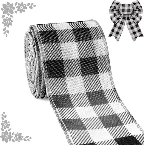 Halloween Decoration Ribbon Wired, Black Orange Gingham Fabric Ribbon Farmhouse Plaid Checkered Ribbon for Bow Wreath Supplies Gift Wrapping DIY Craft Party Decor Baby Shower Birthday, 2.5" x 10 Yards in Kuwait