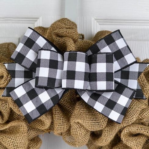 Halloween Decoration Ribbon Wired, Black Orange Gingham Fabric Ribbon Farmhouse Plaid Checkered Ribbon for Bow Wreath Supplies Gift Wrapping DIY Craft Party Decor Baby Shower Birthday, 2.5" x 10 Yards in Kuwait