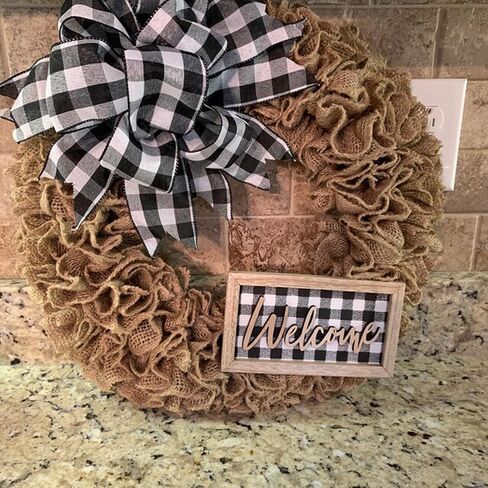 Halloween Decoration Ribbon Wired, Black Orange Gingham Fabric Ribbon Farmhouse Plaid Checkered Ribbon for Bow Wreath Supplies Gift Wrapping DIY Craft Party Decor Baby Shower Birthday, 2.5" x 10 Yards in Kuwait