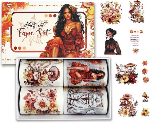 PET Tape Stickers for Scrapbooking, Animal Washi Tape Set Journal Stickers for Adult Women, Die Cut Transparent Stickers for Junk Journal, Collage, Craft Project in Saudi Arabia