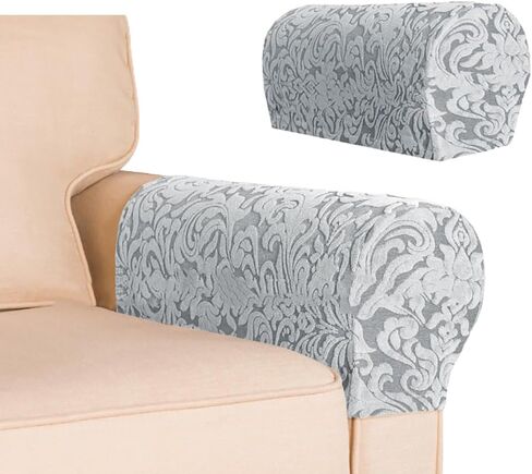 Anti-Stain Dustproof Armchair Slipcovers Sofa Arm Cover, Removable Washable High Stretch Sofa Slipcovers, Universal Stylish Couch Cover for Square/Curved/Reclining Armrest, Pack of 2,Purple in Kuwait