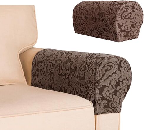 Anti-Stain Dustproof Armchair Slipcovers Sofa Arm Cover, Removable Washable High Stretch Sofa Slipcovers, Universal Stylish Couch Cover for Square/Curved/Reclining Armrest, Pack of 2,Purple in Kuwait