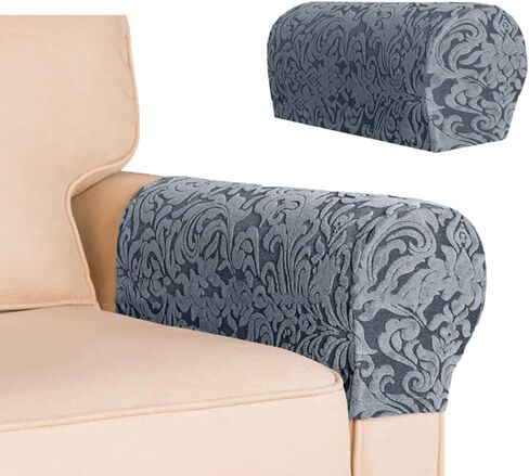 Anti-Stain Dustproof Armchair Slipcovers Sofa Arm Cover, Removable Washable High Stretch Sofa Slipcovers, Universal Stylish Couch Cover for Square/Curved/Reclining Armrest, Pack of 2,Purple in Kuwait