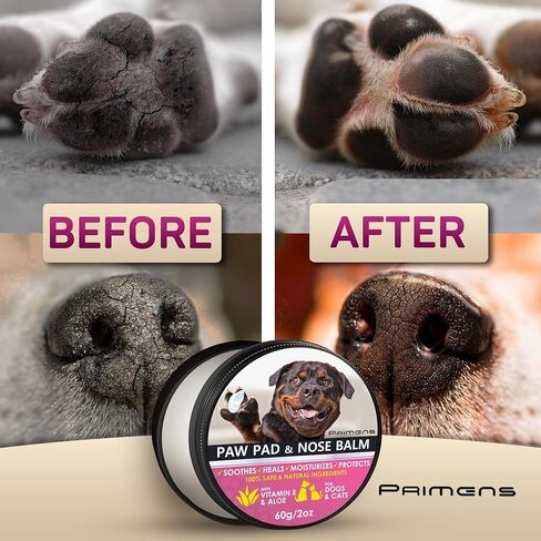طبيعية تنشيط الكلب PAW PAD BALM & NOVE - 60G لعق مرطب آمن لحماية الكفوف المتشققة ، وتغذية الضرر الإصلاح ، الجفاف ، الحرارة ، الثلج الشتوي مع فيتامين E & Aloe - Pet Cat Dogs Wax in Kuwait