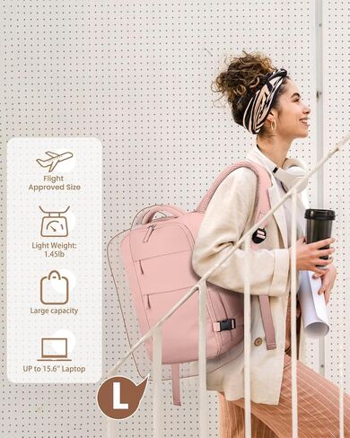 Travel Backpack for Women Man, Waterproof Personal Item Travel Bag Airline Approved Laptop Backpack Weekender bags Bookbag for Business,Travel, Work Fits 15.6 inch Laptop(Medium,Black) in Kuwait